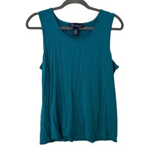 Teal Blue Susan Graver Soft Tank Top Shirt Flowy Design Women’s Size Large Style